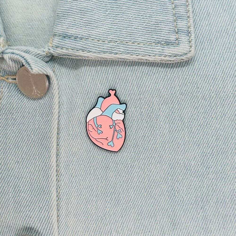 ✨Anatomical Human Heart Shape Enamel Pin Brooch  Pink Blue Trans Heart Pride